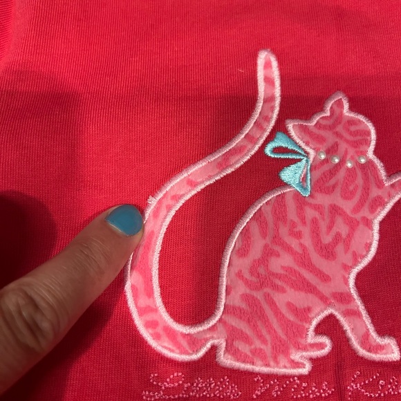 NWT Girl’s XS 4 Hot Pink shirt; Long sleeve girl’s shirt size 4; Cat Kitty Shirt - Picture 3 of 7